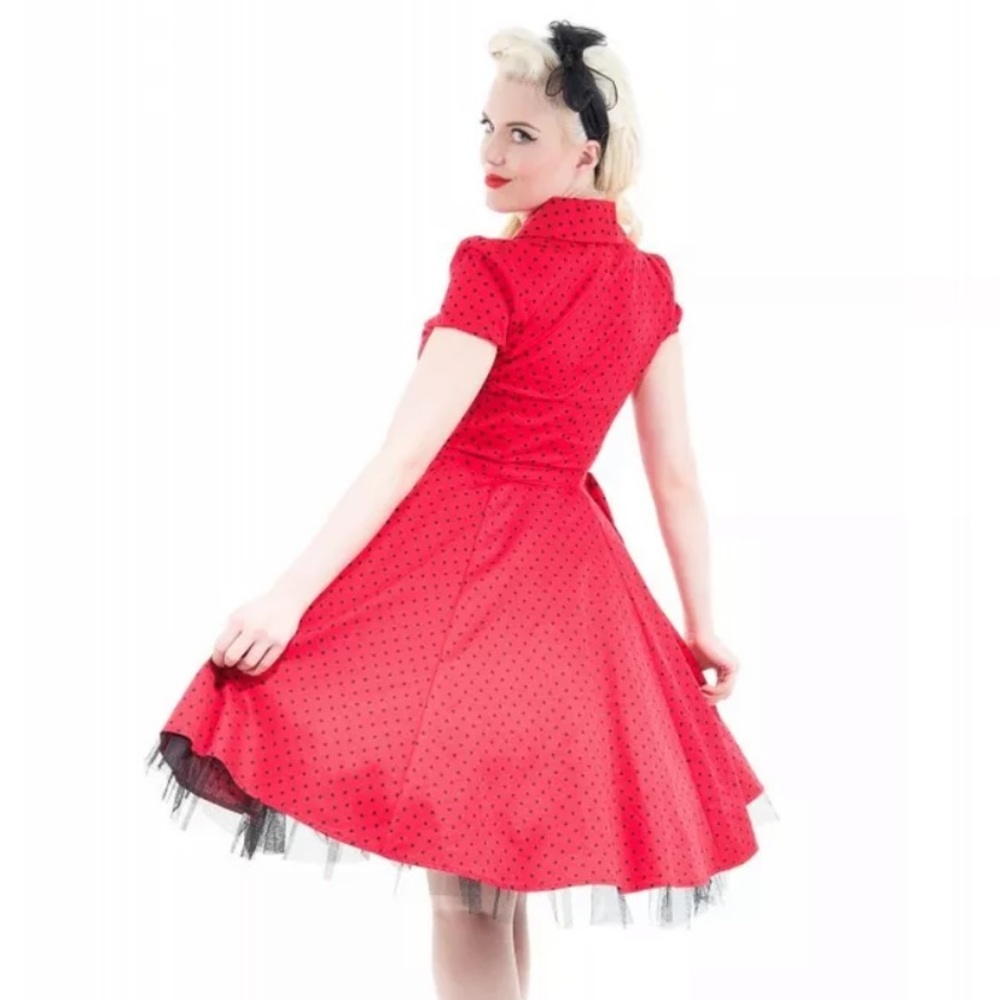 H&R red & black polka dot vintage style dress 12 - Picture 2 of 15